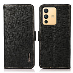 Leather Case Stands Flip Cover Holder B03H for Vivo V23 5G Black