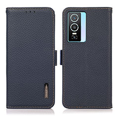 Leather Case Stands Flip Cover Holder B03H for Vivo Y74s 5G Blue