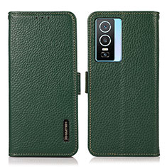 Leather Case Stands Flip Cover Holder B03H for Vivo Y74s 5G Green