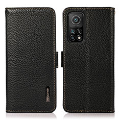 Leather Case Stands Flip Cover Holder B03H for Xiaomi Mi 10T 5G Black