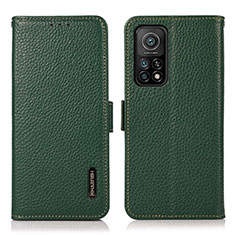 Leather Case Stands Flip Cover Holder B03H for Xiaomi Mi 10T 5G Green