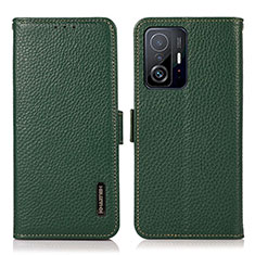 Leather Case Stands Flip Cover Holder B03H for Xiaomi Mi 11T 5G Green