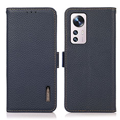 Leather Case Stands Flip Cover Holder B03H for Xiaomi Mi 12S 5G Blue