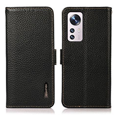 Leather Case Stands Flip Cover Holder B03H for Xiaomi Mi 12S Pro 5G Black