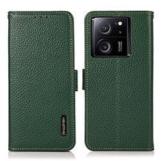 Leather Case Stands Flip Cover Holder B03H for Xiaomi Mi 13T 5G Green