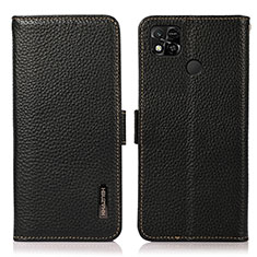 Leather Case Stands Flip Cover Holder B03H for Xiaomi POCO C3 Black