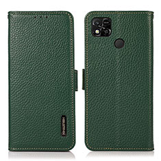 Leather Case Stands Flip Cover Holder B03H for Xiaomi POCO C31 Green