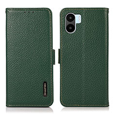 Leather Case Stands Flip Cover Holder B03H for Xiaomi Poco C50 Green