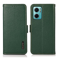 Leather Case Stands Flip Cover Holder B03H for Xiaomi Redmi 10 5G Green