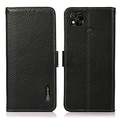 Leather Case Stands Flip Cover Holder B03H for Xiaomi Redmi 9 Activ Black