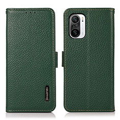 Leather Case Stands Flip Cover Holder B03H for Xiaomi Redmi K40 5G Green