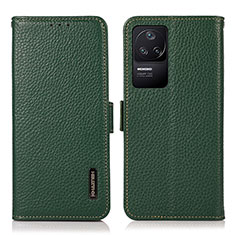 Leather Case Stands Flip Cover Holder B03H for Xiaomi Redmi K40S 5G Green