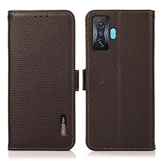 Leather Case Stands Flip Cover Holder B03H for Xiaomi Redmi K50 Gaming AMG F1 5G Brown