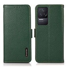 Leather Case Stands Flip Cover Holder B03H for Xiaomi Redmi K50 Pro 5G Green