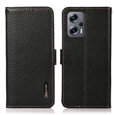 Leather Case Stands Flip Cover Holder B03H for Xiaomi Redmi K50i 5G Black