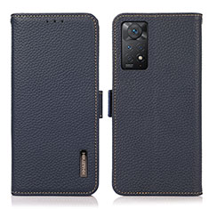 Leather Case Stands Flip Cover Holder B03H for Xiaomi Redmi Note 11 Pro 4G Blue