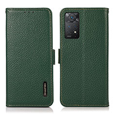 Leather Case Stands Flip Cover Holder B03H for Xiaomi Redmi Note 11 Pro 4G Green