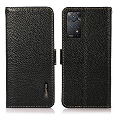 Leather Case Stands Flip Cover Holder B03H for Xiaomi Redmi Note 11 Pro 5G Black