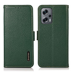 Leather Case Stands Flip Cover Holder B03H for Xiaomi Redmi Note 11T Pro 5G Green