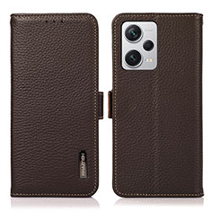 Leather Case Stands Flip Cover Holder B03H for Xiaomi Redmi Note 12 Explorer Brown