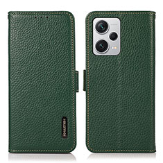 Leather Case Stands Flip Cover Holder B03H for Xiaomi Redmi Note 12 Explorer Green