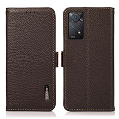 Leather Case Stands Flip Cover Holder B03H for Xiaomi Redmi Note 12 Pro 4G Brown