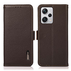 Leather Case Stands Flip Cover Holder B03H for Xiaomi Redmi Note 12 Pro+ Plus 5G Brown