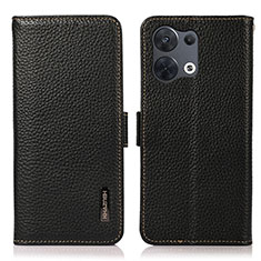 Leather Case Stands Flip Cover Holder B03H for Xiaomi Redmi Note 13 5G Black