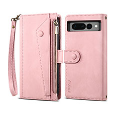 Leather Case Stands Flip Cover Holder B03S for Google Pixel 7 Pro 5G Rose Gold