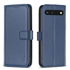 Leather Case Stands Flip Cover Holder B04F for Google Pixel 7 5G Blue