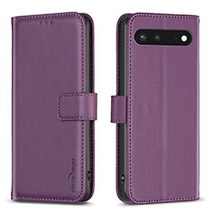 Leather Case Stands Flip Cover Holder B04F for Google Pixel 7 5G Purple