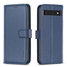 Leather Case Stands Flip Cover Holder B04F for Google Pixel 7 Pro 5G Blue