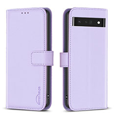 Leather Case Stands Flip Cover Holder B04F for Google Pixel 7 Pro 5G Clove Purple