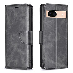 Leather Case Stands Flip Cover Holder B04F for Google Pixel 8a 5G Black