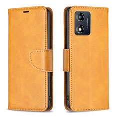 Leather Case Stands Flip Cover Holder B04F for Motorola Moto E13 Light Brown