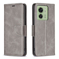 Leather Case Stands Flip Cover Holder B04F for Motorola Moto Edge (2023) 5G Gray