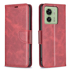 Leather Case Stands Flip Cover Holder B04F for Motorola Moto Edge (2023) 5G Red