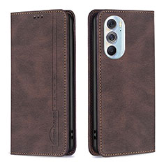 Leather Case Stands Flip Cover Holder B04F for Motorola Moto Edge 30 Pro 5G Brown