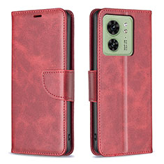 Leather Case Stands Flip Cover Holder B04F for Motorola Moto Edge 40 5G Red