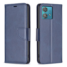 Leather Case Stands Flip Cover Holder B04F for Motorola Moto Edge 40 Neo 5G Blue