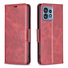 Leather Case Stands Flip Cover Holder B04F for Motorola Moto Edge 40 Pro 5G Red