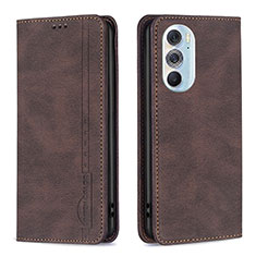 Leather Case Stands Flip Cover Holder B04F for Motorola Moto Edge X30 5G Brown