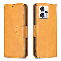 Leather Case Stands Flip Cover Holder B04F for Motorola Moto G23 Light Brown