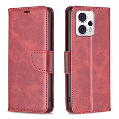 Leather Case Stands Flip Cover Holder B04F for Motorola Moto G23 Red