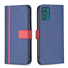 Leather Case Stands Flip Cover Holder B04F for Motorola Moto G42 Blue