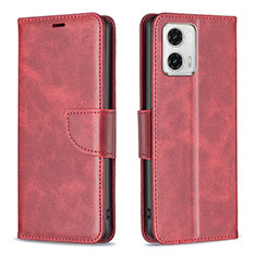 Leather Case Stands Flip Cover Holder B04F for Motorola Moto G73 5G Red