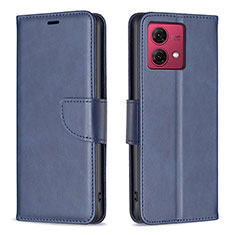 Leather Case Stands Flip Cover Holder B04F for Motorola Moto G84 5G Blue