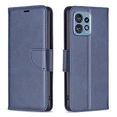 Leather Case Stands Flip Cover Holder B04F for Motorola Moto X40 5G Blue