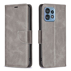 Leather Case Stands Flip Cover Holder B04F for Motorola Moto X40 5G Gray