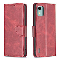 Leather Case Stands Flip Cover Holder B04F for Nokia C12 Pro Red